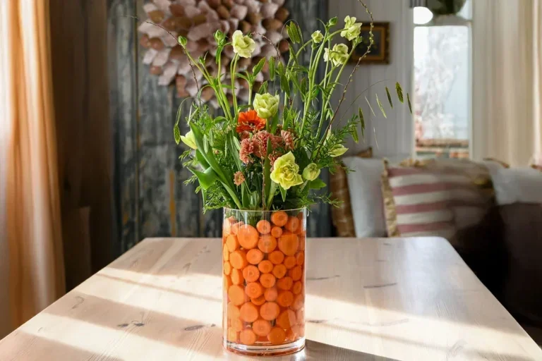 Lav en smukt blomsterdekoration med gulerødder 