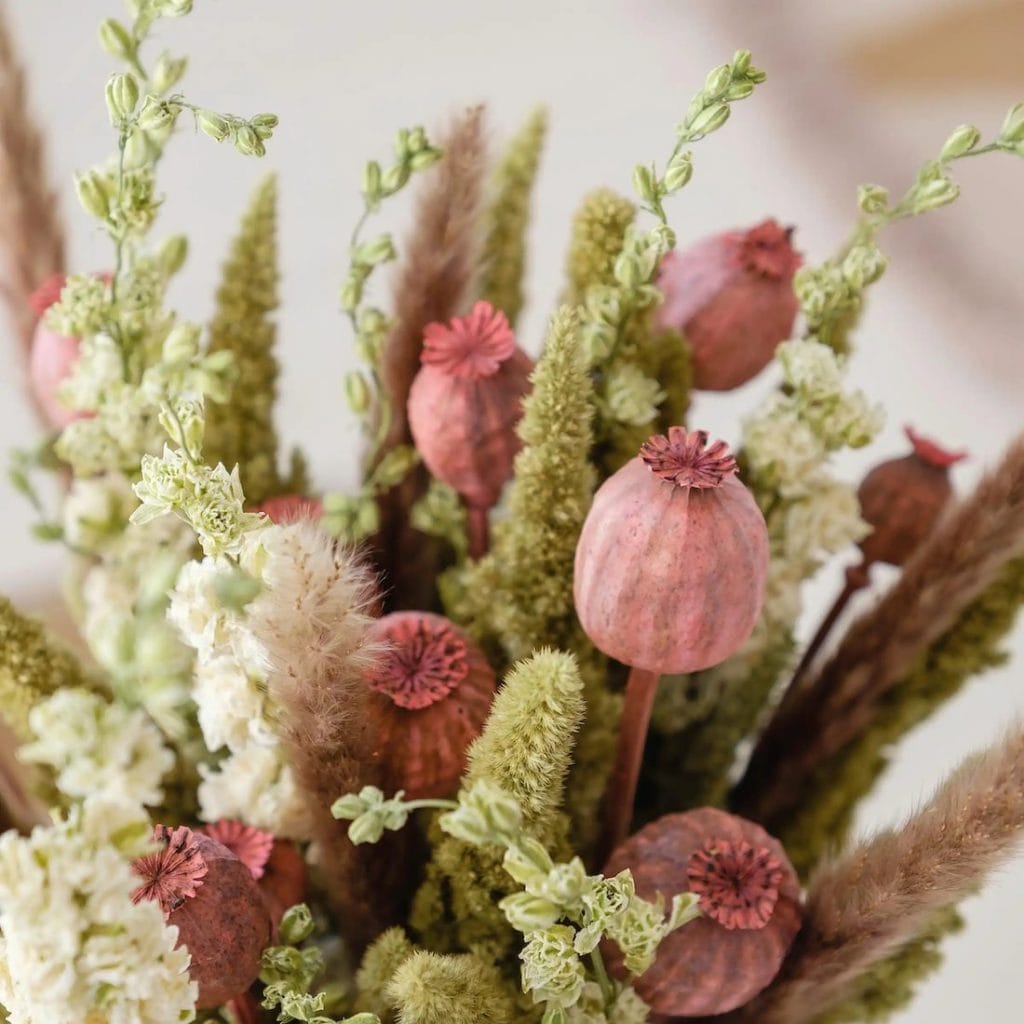 buket af tørrede blomster