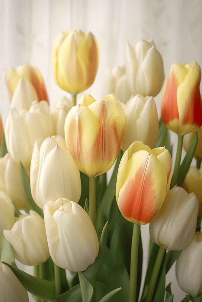 tulipaner i råhvide nuancer