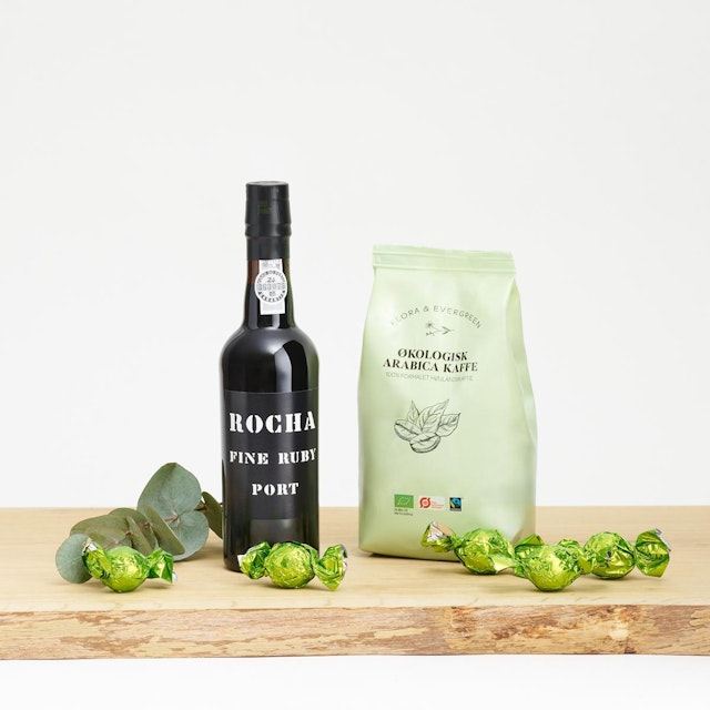 Portvin med Flora & Evergreen økologisk kaffe