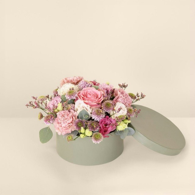Den lyserøde blomsterboks