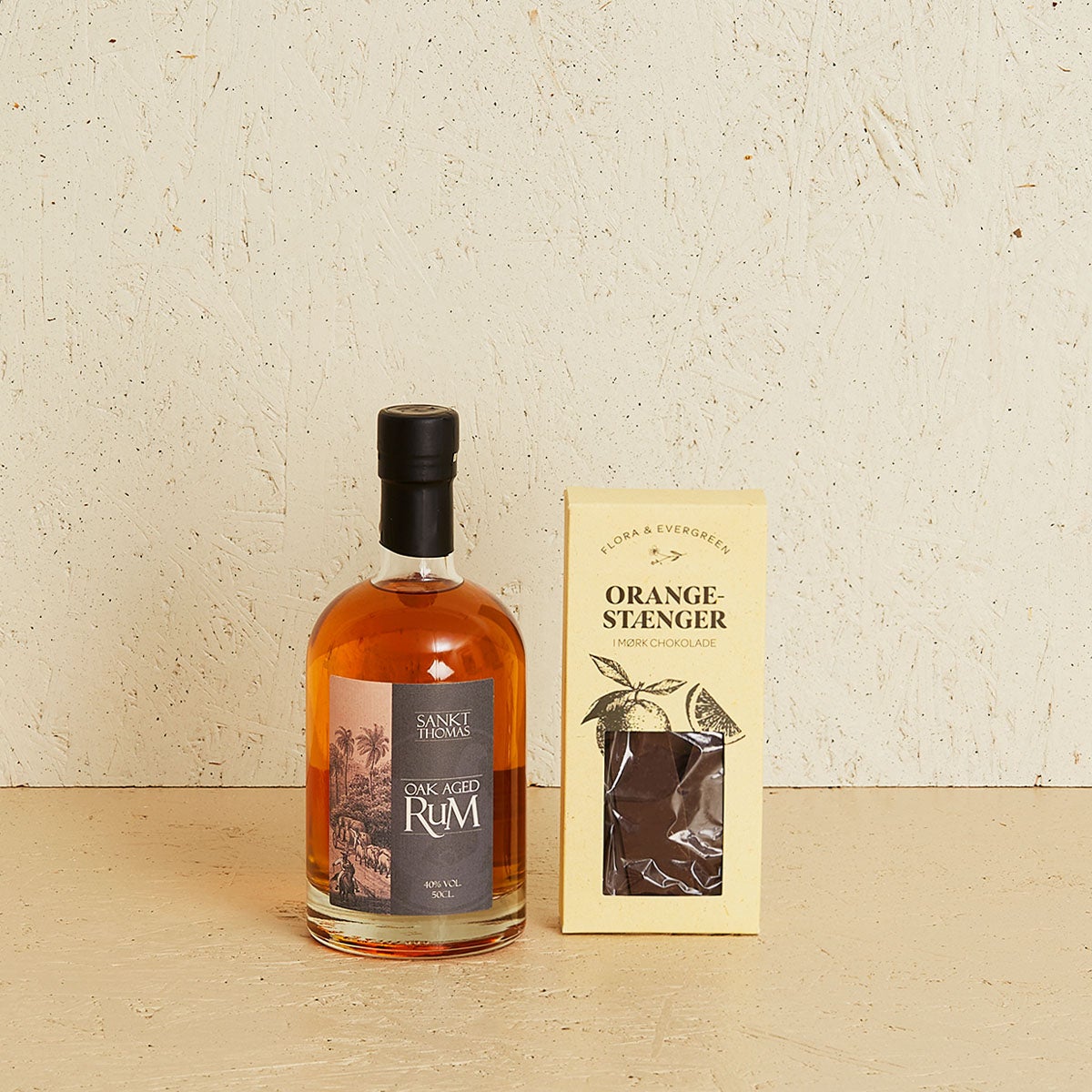 Sankt Thomas, Carribean Rum – Oak Aged og orangestænger i mørk chokolade
