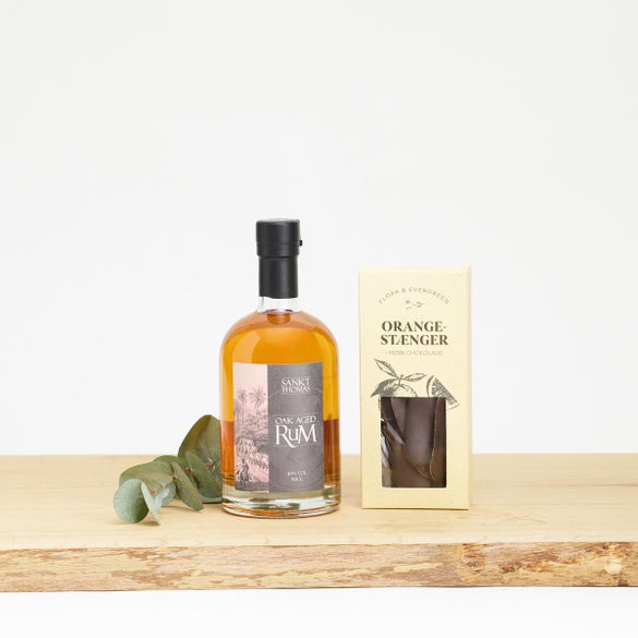 Sankt Thomas, Carribean Rum - Oak Aged og orangestænger i mørk chokolade