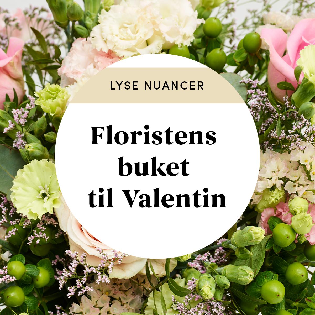 Floristens valentinsbuket i lyse nuancer