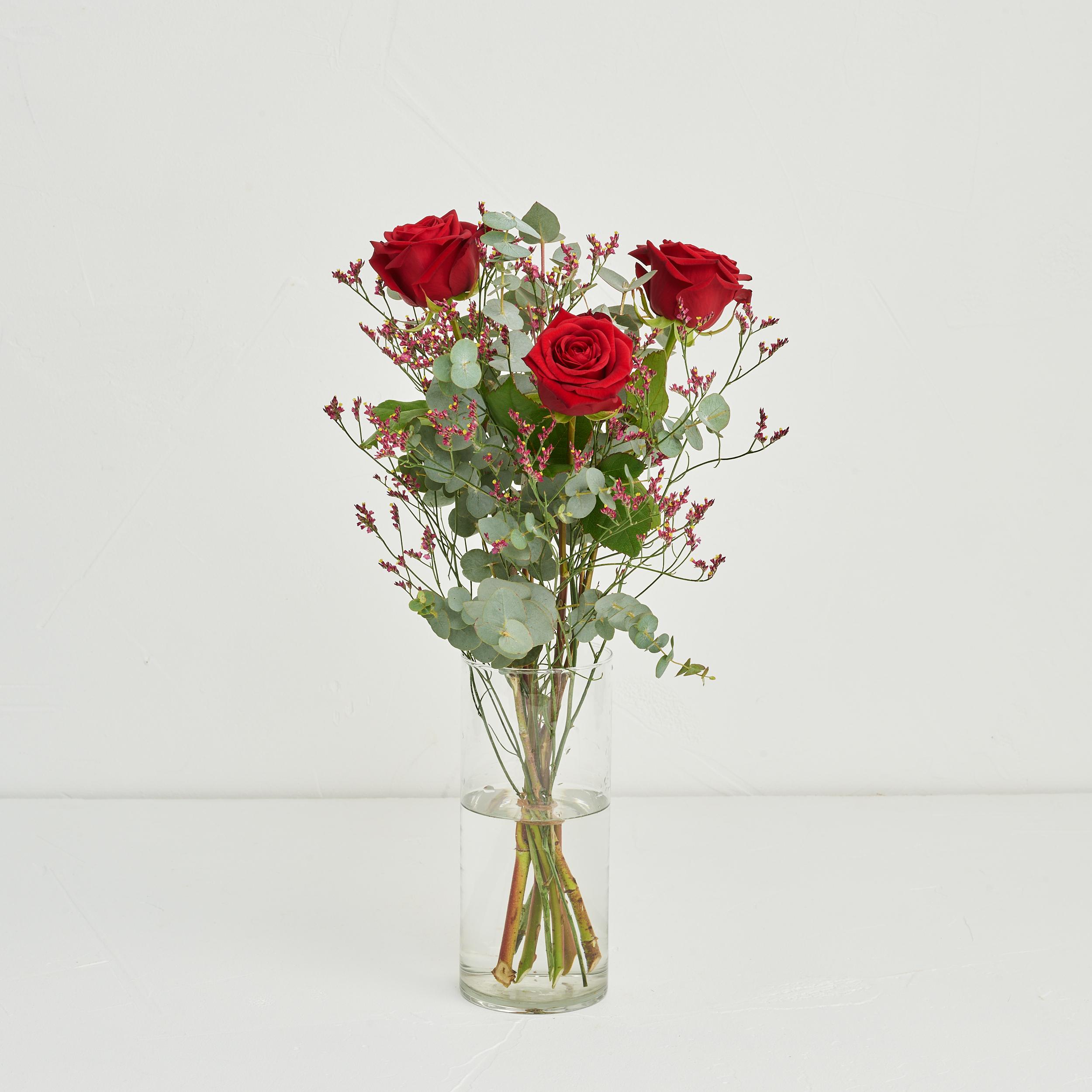 Den søde valentinsbuket - røde roser