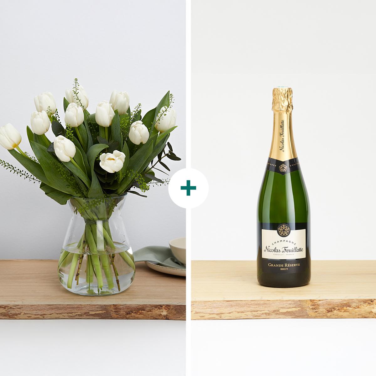 De hvide tulipaner med Nicolas Feuillatte, Sélection Brut, Champagne