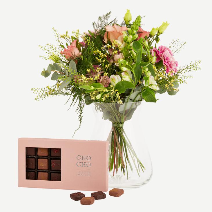 Henrivende hilsen med chokolade