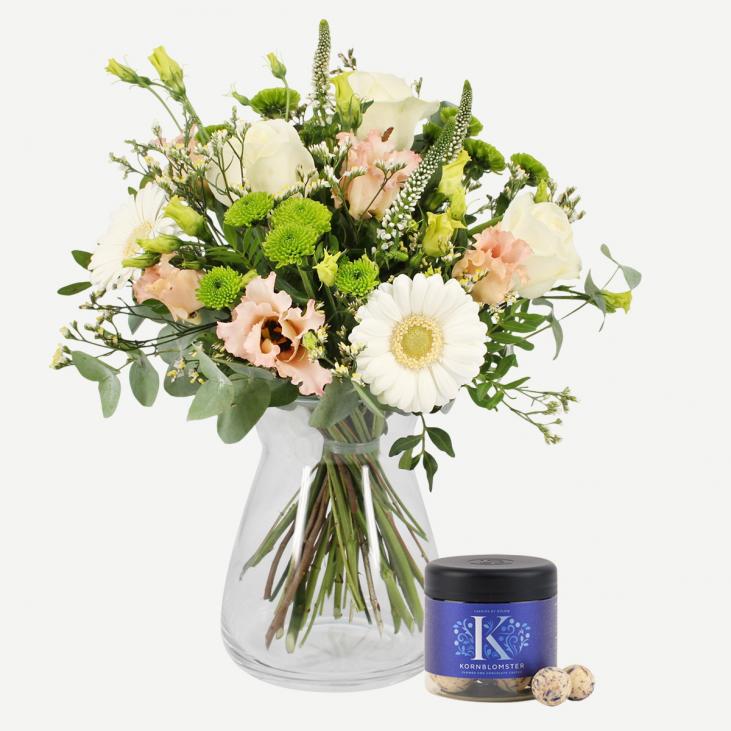 Elegant buket med Bülow lakrids, Kornblomst