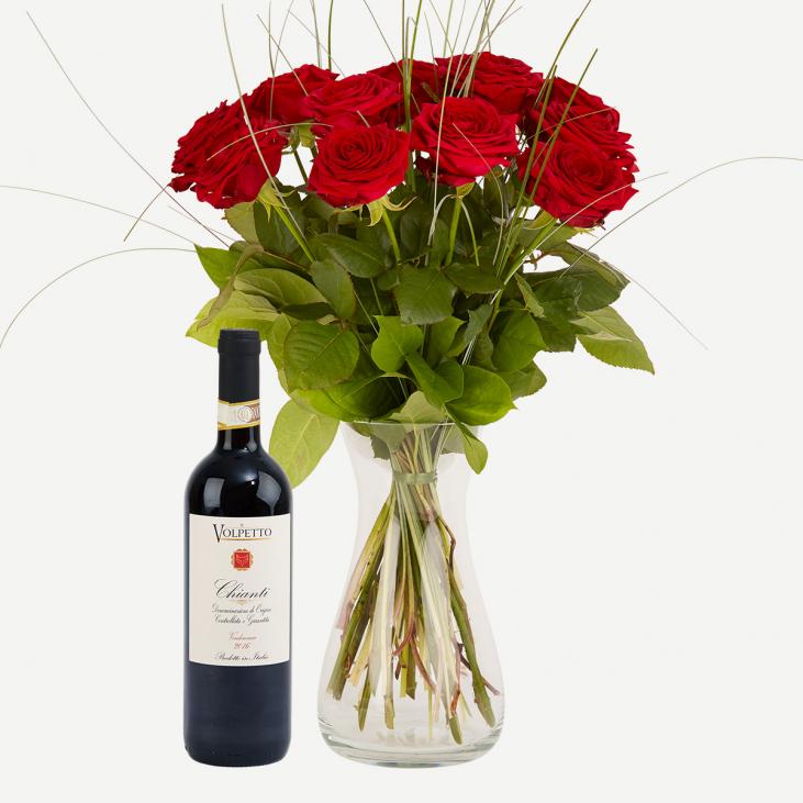 Røde roser med Chianti