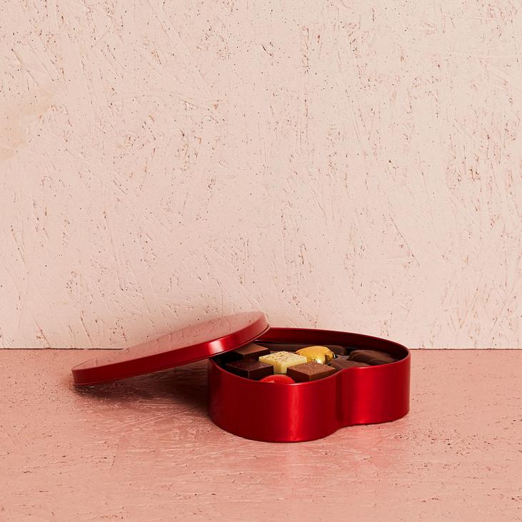 Rødt hjerte med chokolade