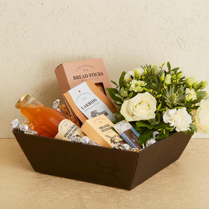 Gavekasse med buket (Floristens kreative valg uden alkohol)