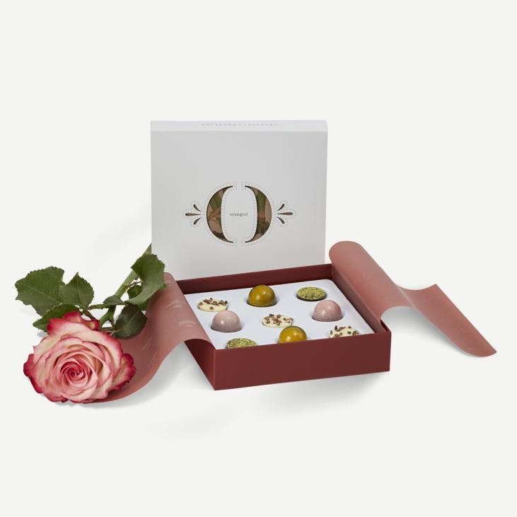 Eksklusiv chokolade Orangeri Øst med rose