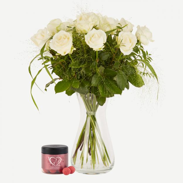 Elegante hvide roser med lakrids, Kærlighed