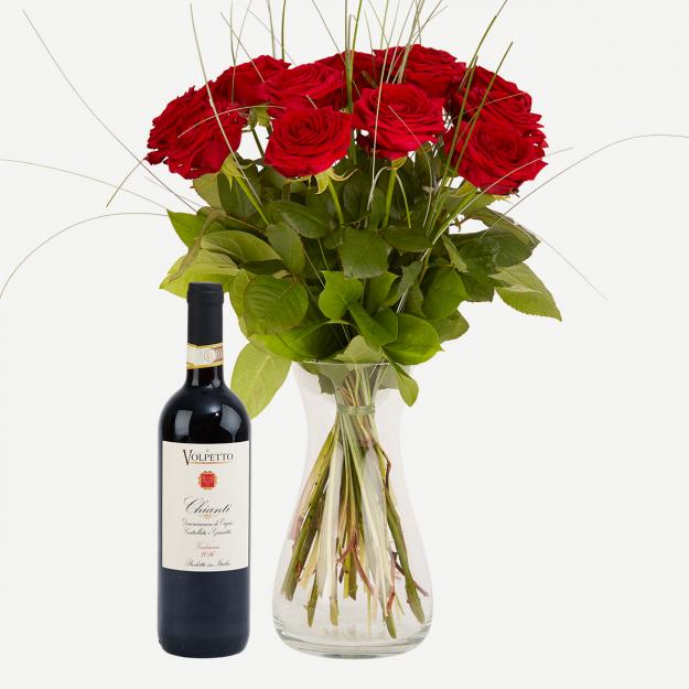 Røde roser med Chianti