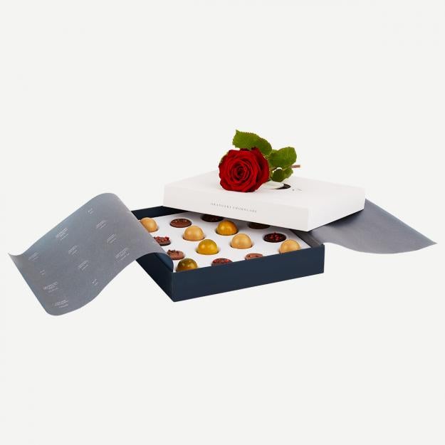 Eksklusiv chokolade Orangeri Vest med rose (16 stk.)
