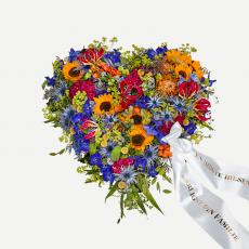 Blomsterhjerte med bånd - Et farverigt farvel